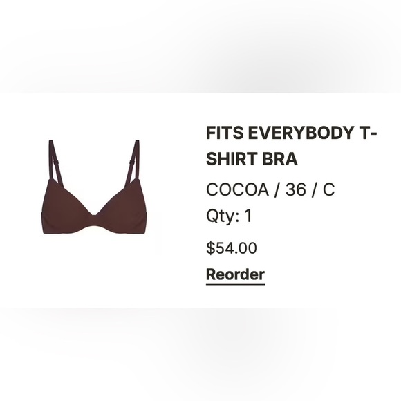 SKIMS Fits Everybody T shirt Bra, Size 36C, Cocoa, EEUC - Picture 2 of 8
